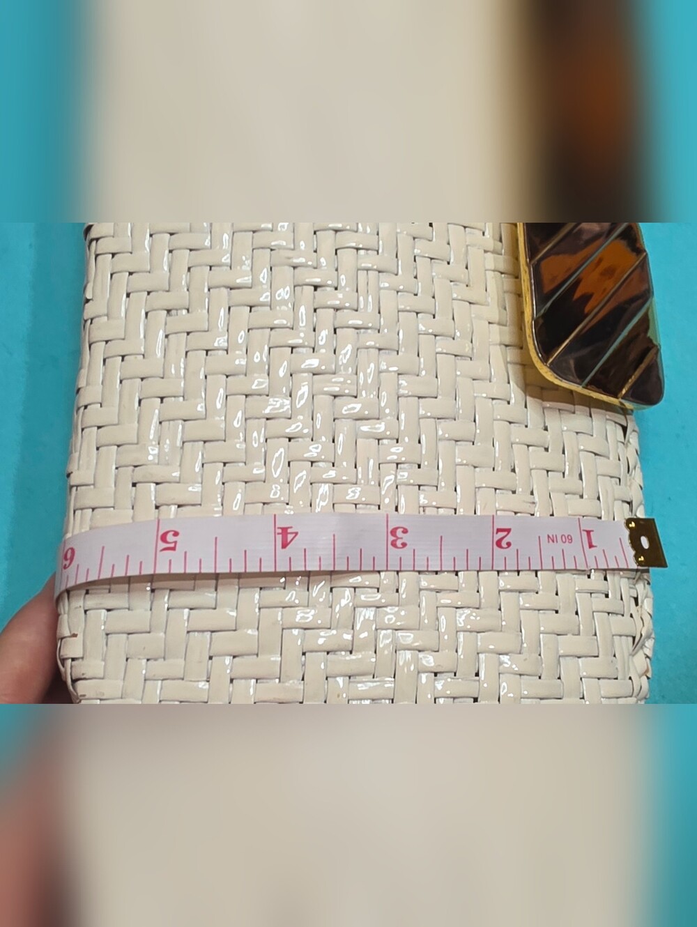 VINTAGE RODO WHITE WICKER CLUTCH HANDBAG PURSE - Picture 8 of 9
